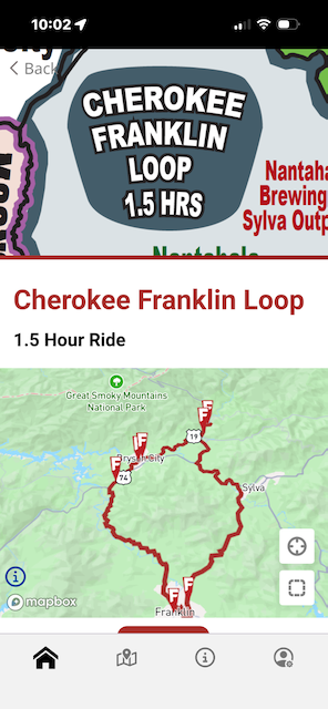 Cherokee Franklin Loop in the Freeman Map App